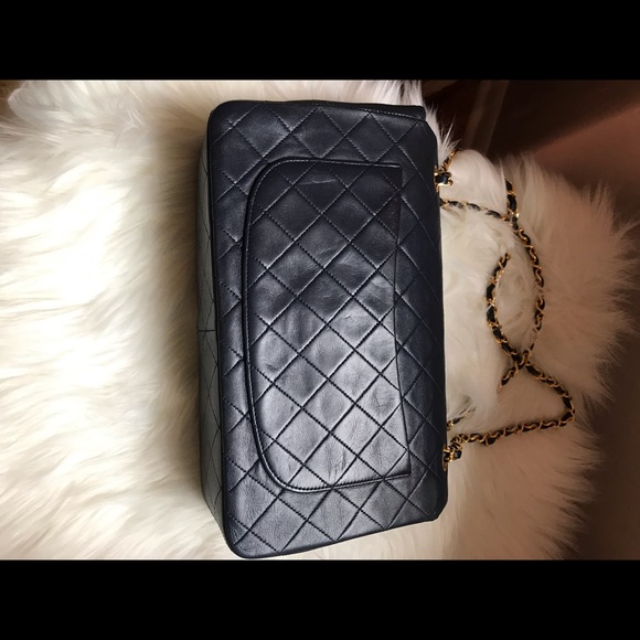 Chanel Vintage Single Flap bag Navy lambskin - Picture 7 of 15